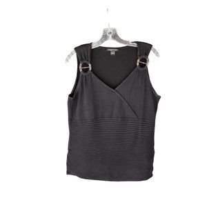 Women's August Silk Black Sleeveless Bodycon Top L